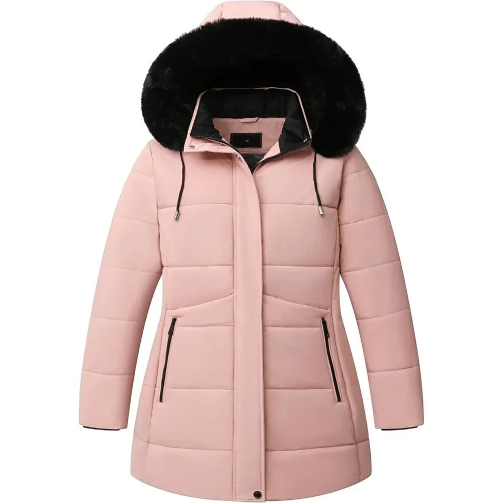 Women's Plus Size Winter Coat Waterproof warm Down Coat Detachable Hooded Parka